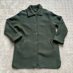 Nordic Design 100% Wool Button Up Sweater Jacket Women's M Olive Green  Grandma